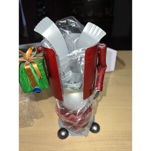 Pfaltzgraff Winterberry Metal Snowman Wine Bottle Holder & Box Christmas Holiday